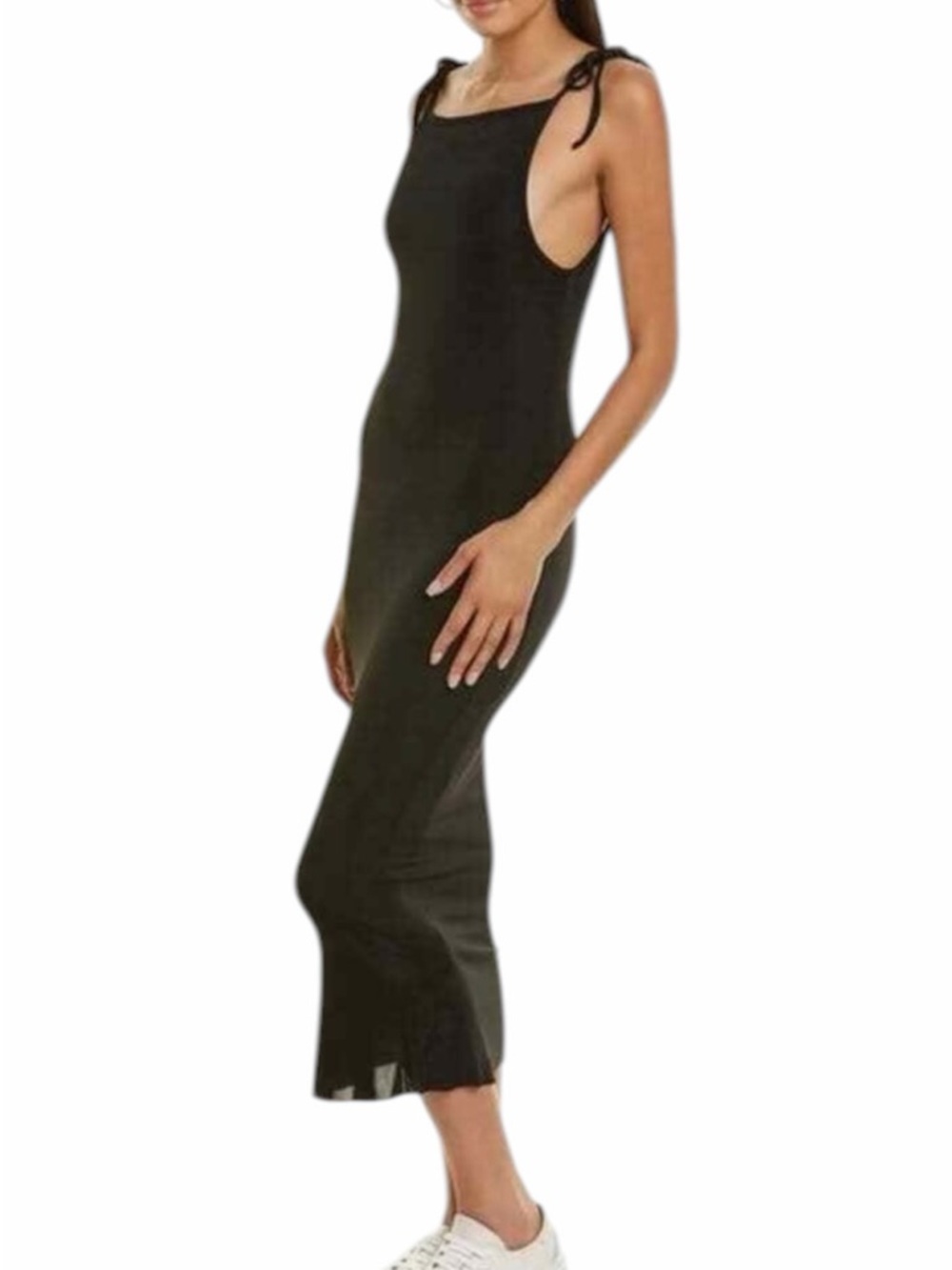 WeWoreWhat x Danielle Bernstein Black Tie-Strap Midi Dress - Picture 3 of 9